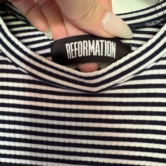 Reformation Navy and White Striped Mini Dress XS - Picture 3 of 4